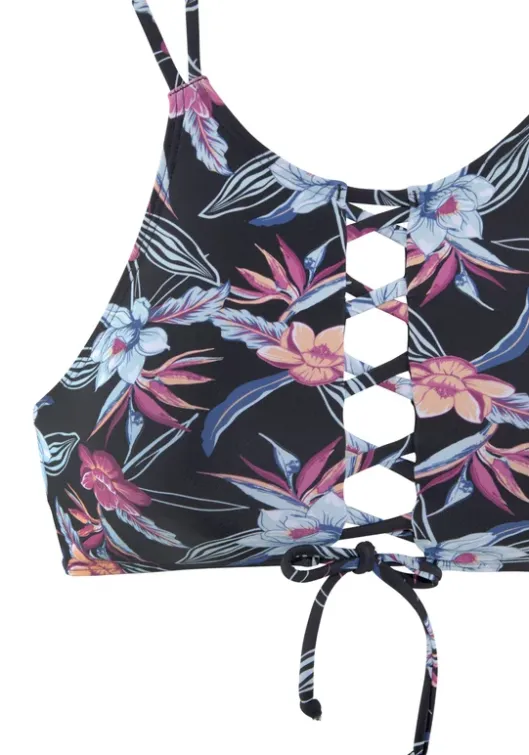 Discount KangaROOS Bustier-Bikini-Top"Agave" Schwarz-Bedruckt