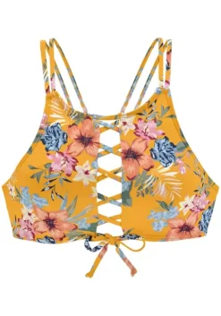 Sale Bench. Bustier-Bikini-Top"Maui" Gelb-Bedruckt