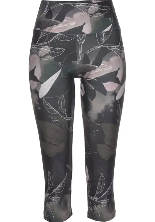 Discount LASCANA ACTIVE Caprileggings"Tropical" Khaki-Gemustert-Hellrosa