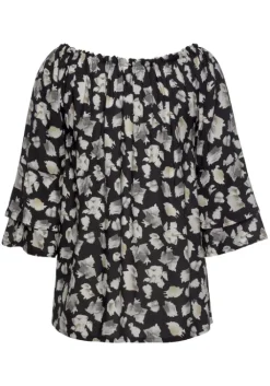 Outlet LASCANA Carmenbluse Schwarz-Bedruckt
