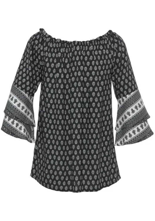 Clearance LASCANA Carmenbluse Schwarz-Weis