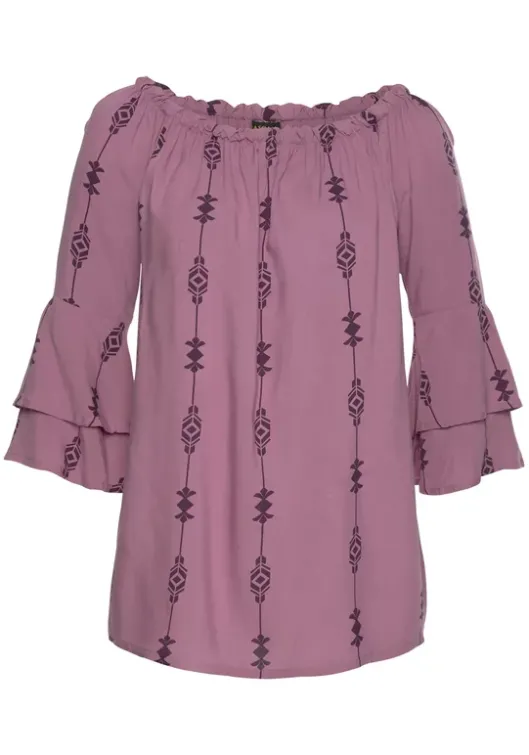 Outlet LASCANA Carmenbluse Lila-Bedruckt