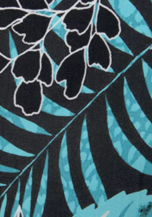 New LASCANA Carmenbluse Schwarz-Blau Bedruckt