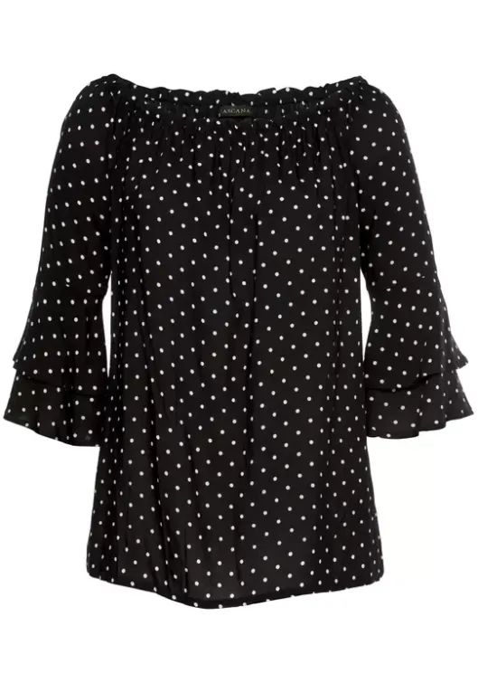 Discount LASCANA Carmenbluse Schwarz-Weis-Gepunktet