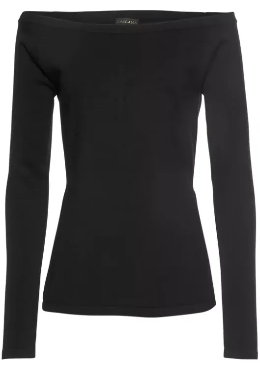 Hot LASCANA Carmenpullover Schwarz