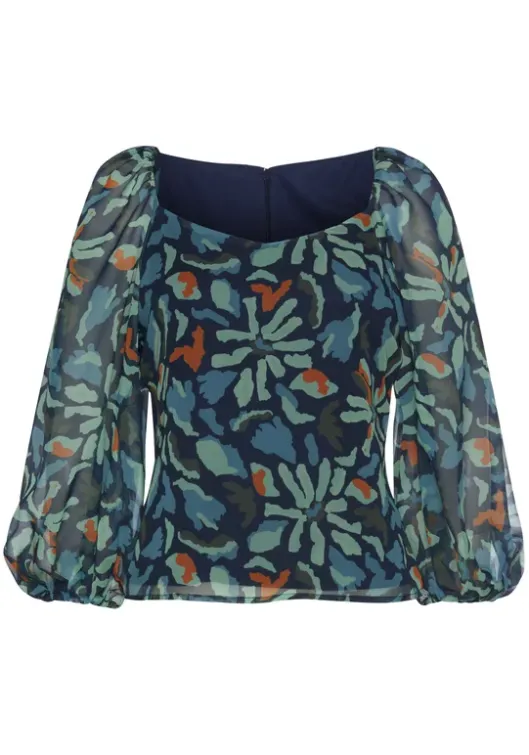New LASCANA Chiffonbluse Marine-Dunkelgrun