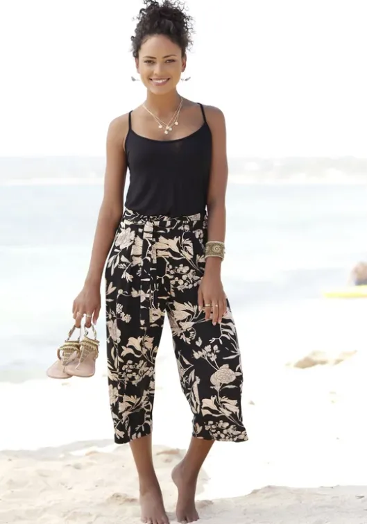Discount LASCANA Culotte Schwarz-Taupe-Bedruckt