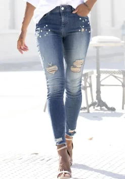 LASCANA Destroyed-Jeans Blue-Washed