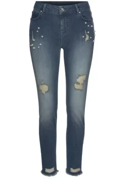 LASCANA Destroyed-Jeans Blue-Washed