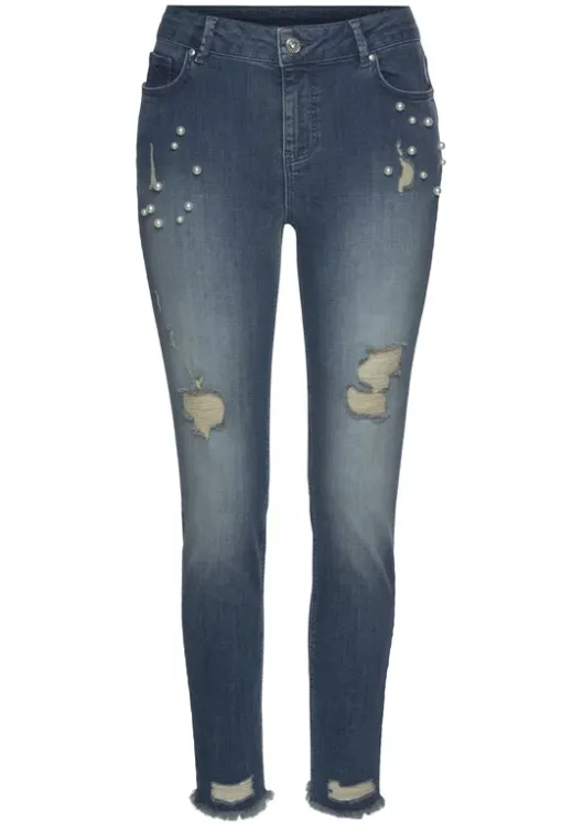 LASCANA Destroyed-Jeans Blue-Washed