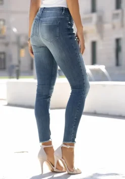 LASCANA Destroyed-Jeans Blue-Washed