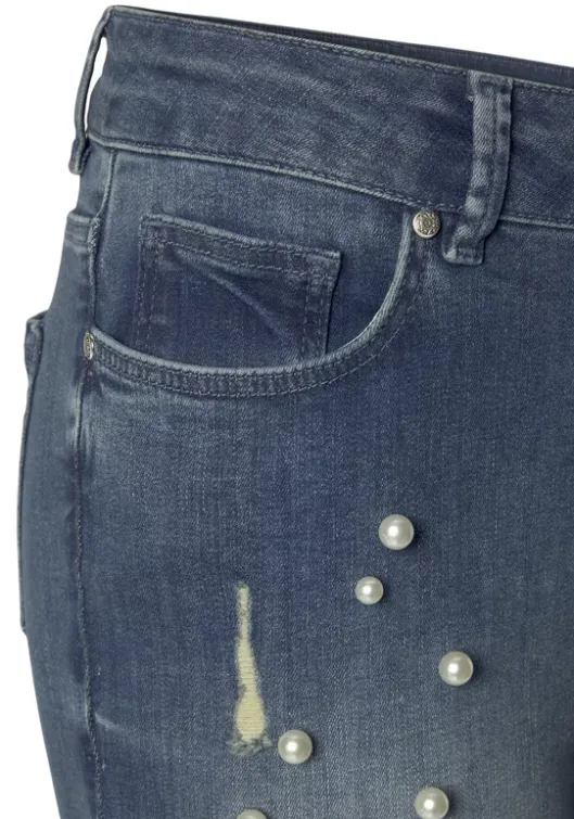 LASCANA Destroyed-Jeans Blue-Washed