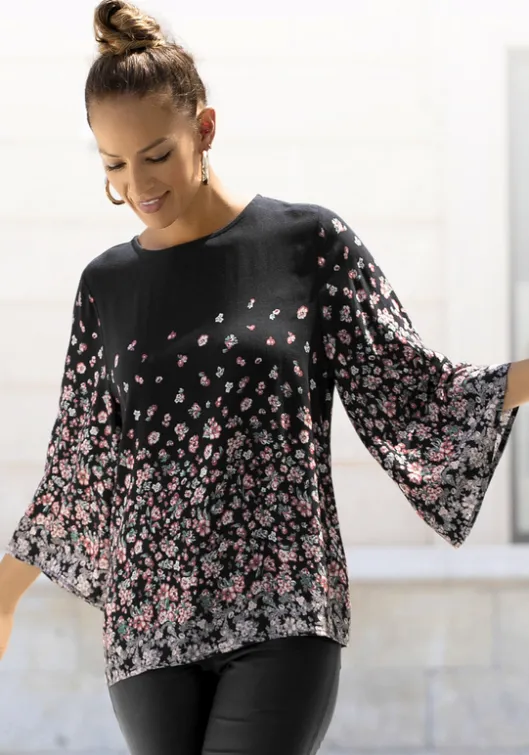 Hot LASCANA Druckbluse Schwarz-Bedruckt