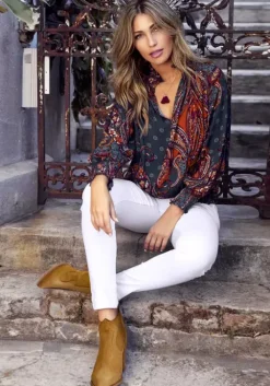 Online LASCANA Druckbluse Blau-Rot-Bedruckt
