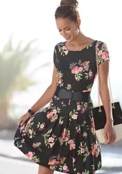 Outlet Vivance Druckkleid Schwarz-Pink-Bedruckt