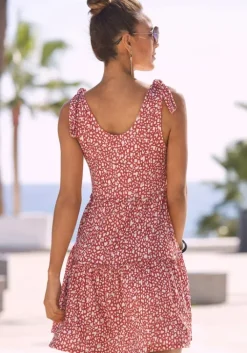 Online Beachtime Druckkleid Rot-Weis-Bedruckt