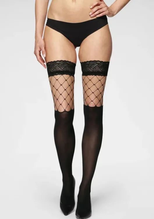 Clearance petite fleur gold Halterlose Feinstrumpfe 1X Schwarz