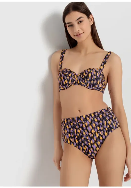 Hot LSCN by LASCANA Highwaist-Bikini-Hose"Lavista" Schwarz Bedruckt