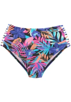 Best Bench. Highwaist-Bikini-Hose"Pitch" Schwarz-Bedruckt