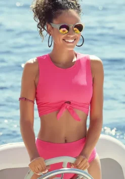 Hot Venice Beach Highwaist-Bikini-Hose"Planet" Koralle
