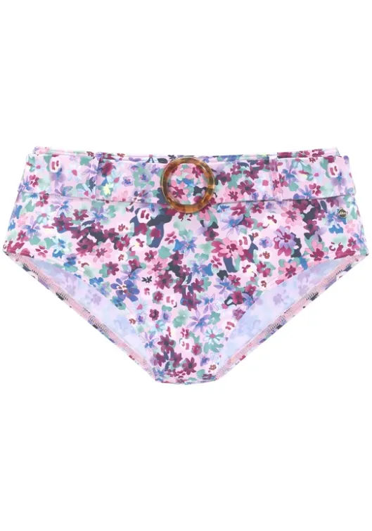 Online s.Oliver Highwaist-Bikini-Hose"Scatter" Lila-Bedruckt