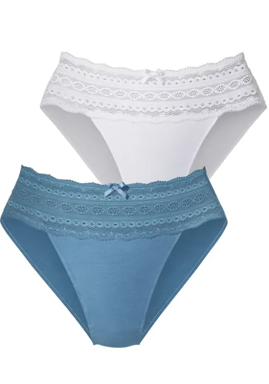 Online petite fleur High-Waist-Slip Blau+Weis