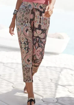 New LASCANA 7/8-Hose Schwarz-Koralle Bedruckt