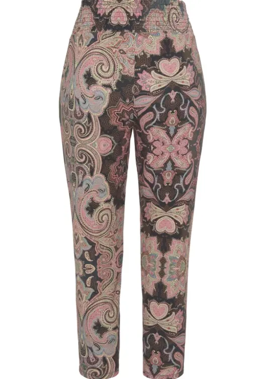 New LASCANA 7/8-Hose Schwarz-Koralle Bedruckt