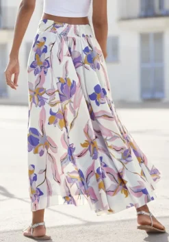 New LASCANA Hosenrock"Blume" Creme-Flieder-Rose Bedruckt