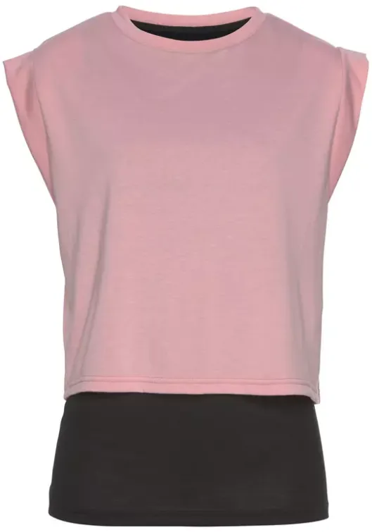 Sale LASCANA ACTIVE 2-In-1-Shirt"Tropical" Rosa-Schwarz