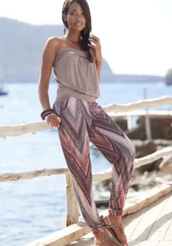 Best LASCANA Jerseyhose Sand-Bordeaux Bedruckt