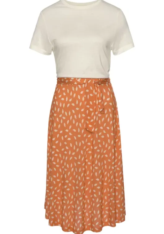 Hot Vivance Jerseykleid Orange-Creme Bedruckt