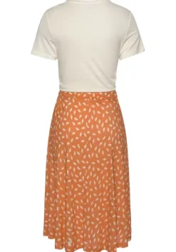 Hot Vivance Jerseykleid Orange-Creme Bedruckt