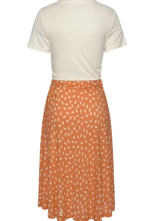 Hot Vivance Jerseykleid Orange-Creme Bedruckt