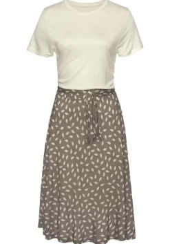 Sale Vivance Jerseykleid Taupe-Creme Bedruckt