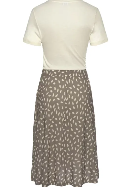 Sale Vivance Jerseykleid Taupe-Creme Bedruckt