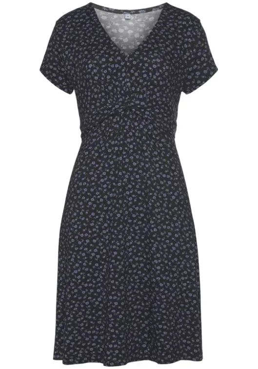 New Vivance Jerseykleid Schwarz-Blau-Geblumt