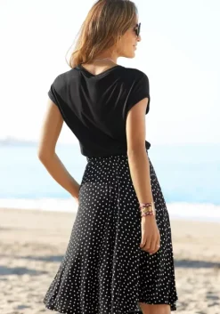 Beachtime Jerseykleid Schwarz-Gepunktet-Bedruckt