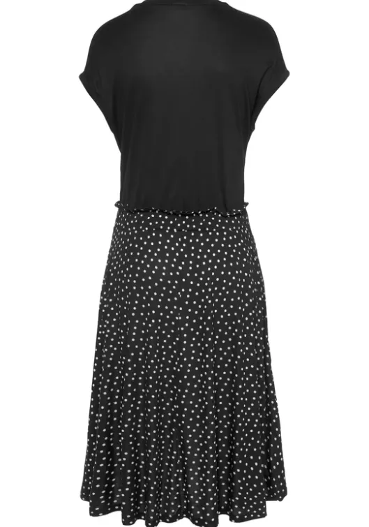 Beachtime Jerseykleid Schwarz-Gepunktet-Bedruckt