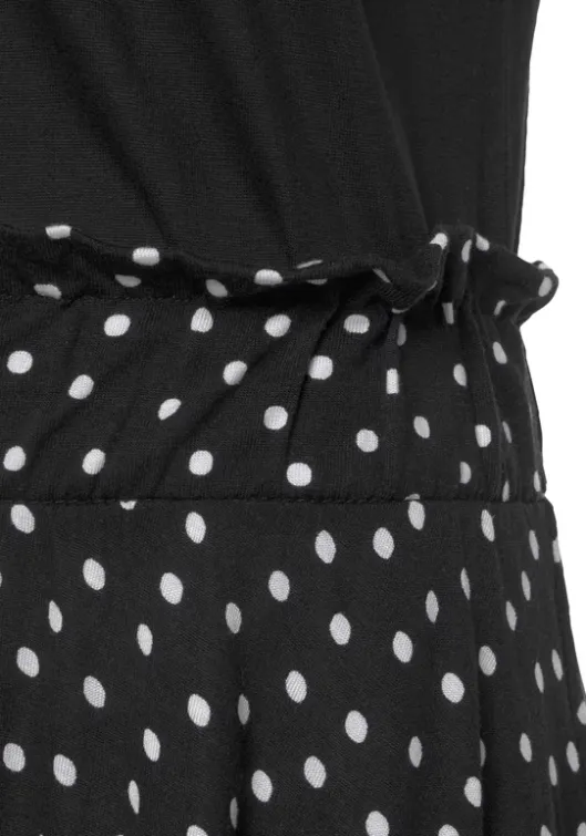 Beachtime Jerseykleid Schwarz-Gepunktet-Bedruckt