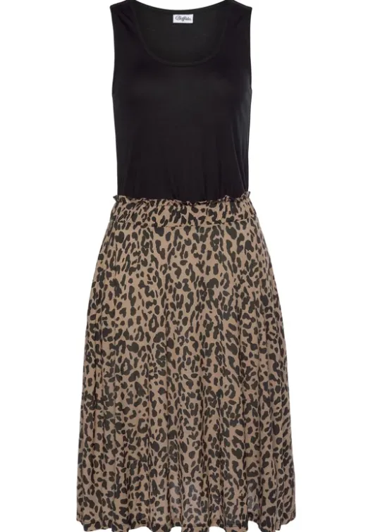 Online Buffalo Jerseykleid Schwarz-Leo-Bedruckt