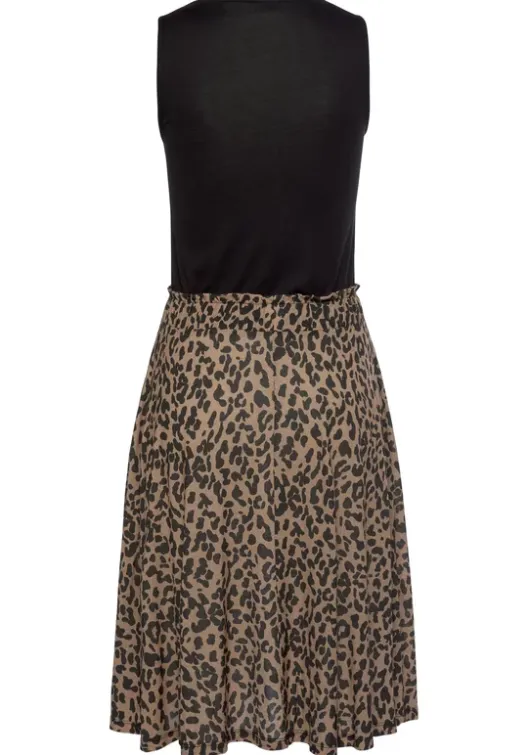 Online Buffalo Jerseykleid Schwarz-Leo-Bedruckt