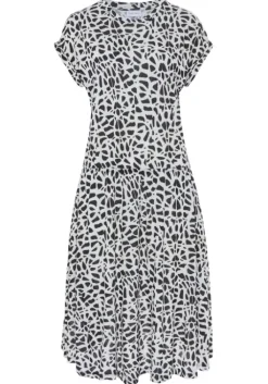 Best LASCANA Jerseykleid Creme-Schwarz Bedruckt