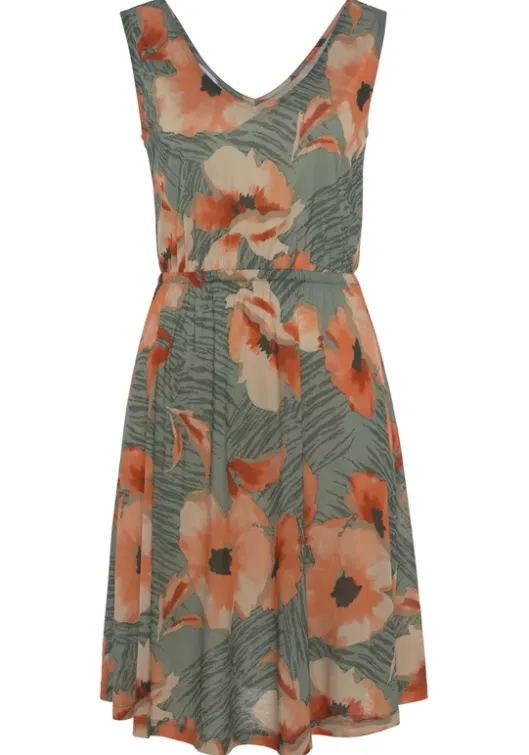 Best LASCANA Jerseykleid Grun-Orange Bedruckt