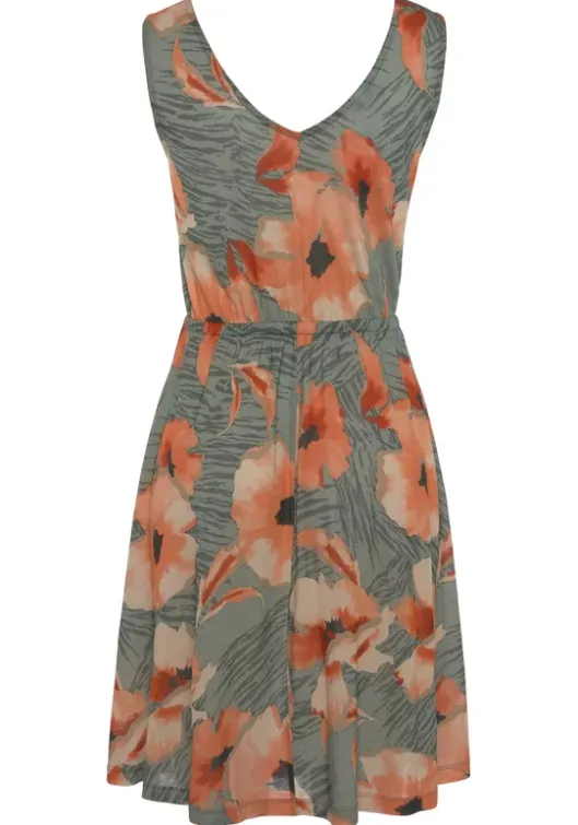 Best LASCANA Jerseykleid Grun-Orange Bedruckt