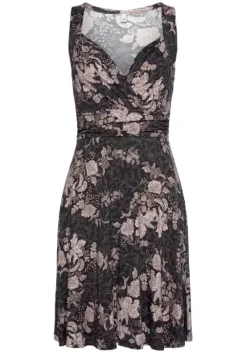 Online Vivance Jerseykleid Schwarz-Rose-Bedruckt