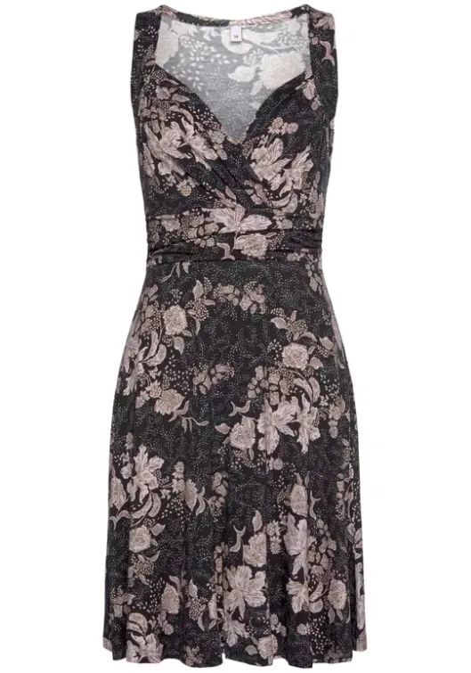 Online Vivance Jerseykleid Schwarz-Rose-Bedruckt