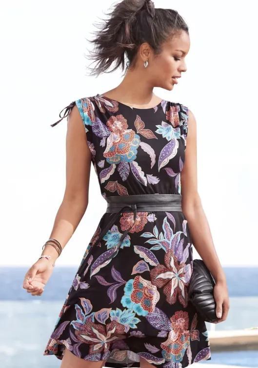 New Vivance Jerseykleid Schwarz-Bedruckt