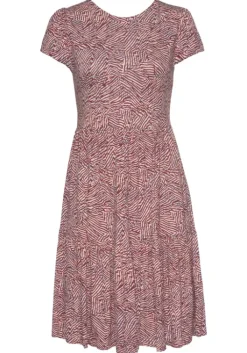 Outlet Vivance Jerseykleid Rot-Apricot-Blau Bedruckt
