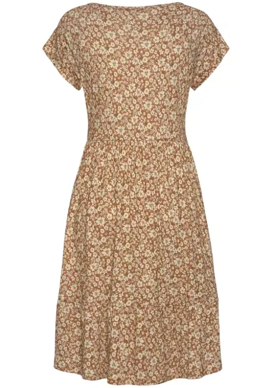 Discount Buffalo Jerseykleid Braun-Creme-Bedruckt